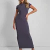 Shop Kaiia Slinky Low Back Maxi Dress Charcoal Sculpt & Leisure | Kaiia The Label