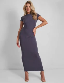 Shop Kaiia Slinky Low Back Maxi Dress Charcoal Sculpt & Leisure | Kaiia The Label