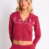 Flash Sale Kaiia Slogan Cropped Zip Up Hoodie Cranberry & Pink Sculpt & Leisure | Kaiia The Label