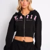 Shop Kaiia Slogan Cropped Zip Up Hoodie & Pink Sculpt & Leisure | Kaiia The Label