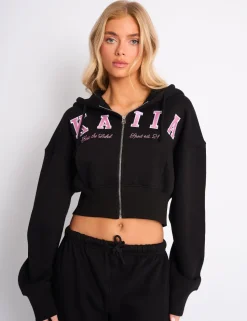 Shop Kaiia Slogan Cropped Zip Up Hoodie & Pink Sculpt & Leisure | Kaiia The Label