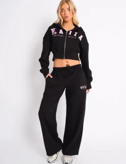 Shop Kaiia Slogan Cropped Zip Up Hoodie & Pink Sculpt & Leisure | Kaiia The Label