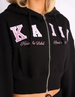 Shop Kaiia Slogan Cropped Zip Up Hoodie & Pink Sculpt & Leisure | Kaiia The Label