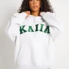 Store Kaiia Slogan Oversized Hoodie Light Grey Marl & Forest Green Sculpt & Leisure | Kaiia The Label