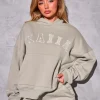 Discount Kaiia Slogan Oversized Hoodie Stone Back In Stock | Sculpt & Reset