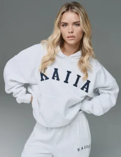 Clearance Kaiia Slogan Oversized Hoodie In Marl Back In Stock | Sculpt & Leisure