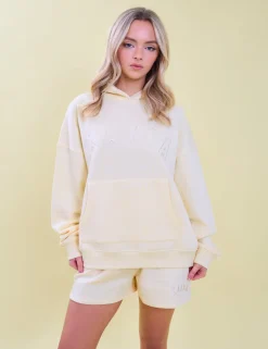 Discount Kaiia Slogan Oversized Hoodie Lemon Back In Stock | Sculpt & Leisure