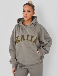 Best Kaiia Slogan Oversized Hoodie Khaki Sculpt & Leisure | Kaiia The Label