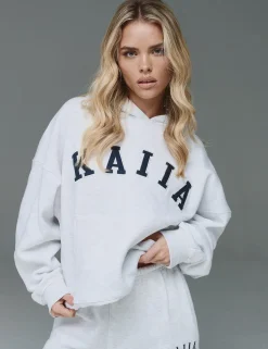 Clearance Kaiia Slogan Oversized Hoodie In Marl Back In Stock | Sculpt & Leisure