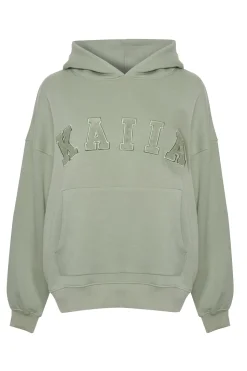 Clearance Kaiia Slogan Oversized Hoodie Sage Back In Stock | Sculpt & Leisure