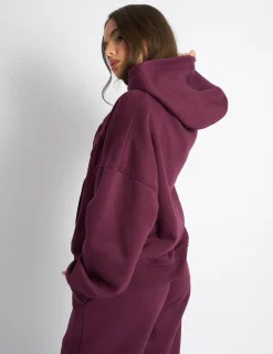 Cheap Kaiia Slogan Oversized Hoodie Deep Burgundy Sculpt & Leisure | Kaiia The Label