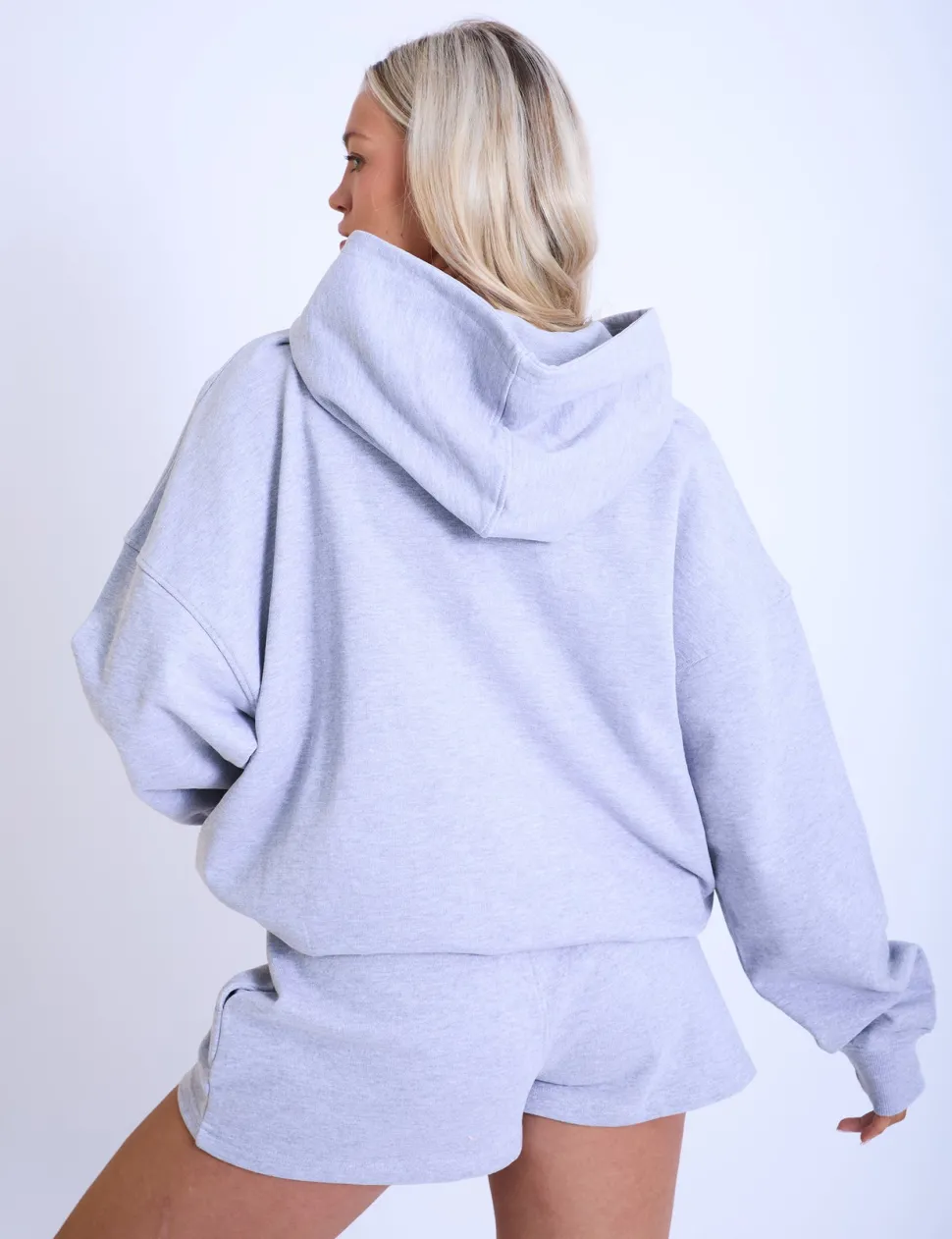 Store Kaiia Slogan Oversized Hoodie Grey Marl & Pink Back In Stock | Sculpt & Leisure