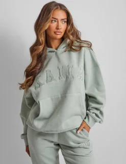 Clearance Kaiia Slogan Oversized Hoodie Sage Back In Stock | Sculpt & Leisure