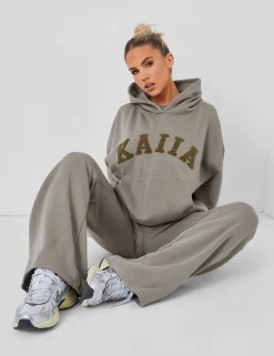 Best Kaiia Slogan Oversized Hoodie Khaki Sculpt & Leisure | Kaiia The Label