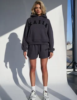 Online Kaiia Slogan Oversized Hoodie Dark Back In Stock | Curve