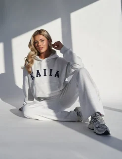 Clearance Kaiia Slogan Oversized Hoodie In Marl Back In Stock | Sculpt & Leisure