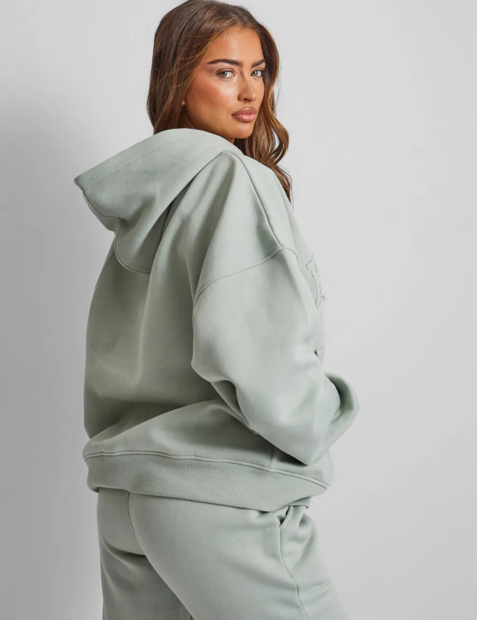 Clearance Kaiia Slogan Oversized Hoodie Sage Back In Stock | Sculpt & Leisure