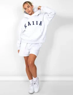 Clearance Kaiia Slogan Oversized Hoodie In Marl Back In Stock | Sculpt & Leisure