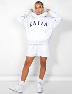 Clearance Kaiia Slogan Oversized Hoodie In Marl Back In Stock | Sculpt & Leisure