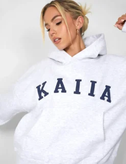 Clearance Kaiia Slogan Oversized Hoodie In Marl Back In Stock | Sculpt & Leisure