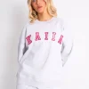 Store Kaiia Slogan Oversized Sweatshirt Light Grey Marl & Pink Contrast Sculpt & Leisure | Kaiia The Label