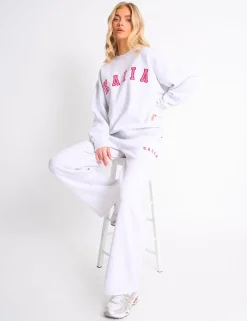 Store Kaiia Slogan Oversized Sweatshirt Light Grey Marl & Pink Contrast Sculpt & Leisure | Kaiia The Label