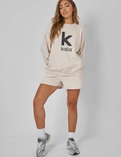 Best Kaiia Slogan Relaxed Sweat Short Cream Sculpt & Leisure | Kaiia The Label