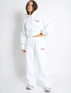 Sale Kaiia Snowflake Logo Flared Joggers White & Red Sculpt & Leisure | Kaiia The Label