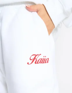 Sale Kaiia Snowflake Logo Flared Joggers White & Red Sculpt & Leisure | Kaiia The Label