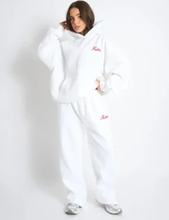 Fashion Kaiia Snowflake Logo Oversized Hoodie White & Red Sculpt & Leisure | Kaiia The Label