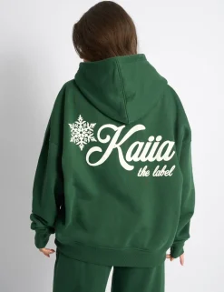 Best Kaiia Snowflake Logo Oversized Hoodie Forest Green Sculpt & Leisure | Kaiia The Label