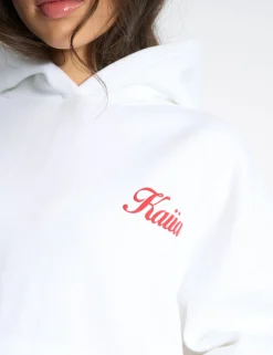 Fashion Kaiia Snowflake Logo Oversized Hoodie White & Red Sculpt & Leisure | Kaiia The Label