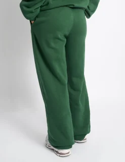 Clearance Kaiia Snowflake Logo Ribbed Waistband Wide Leg Joggers Forest Green Sculpt & Leisure | Kaiia The Label
