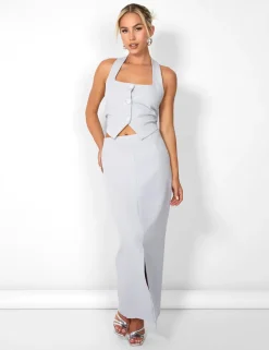Cheap Kaiia Split Front Maxi Skirt Co-ord in Sculpt & Leisure | Kaiia The Label