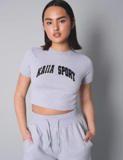 Sale Kaiia Sport Baby Tee Grey Marl Sculpt & Leisure | Kaiia The Label