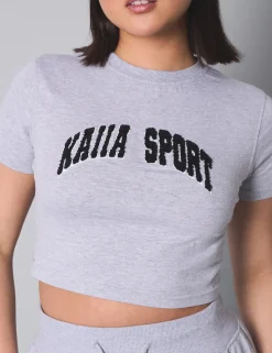 Sale Kaiia Sport Baby Tee Grey Marl Sculpt & Leisure | Kaiia The Label
