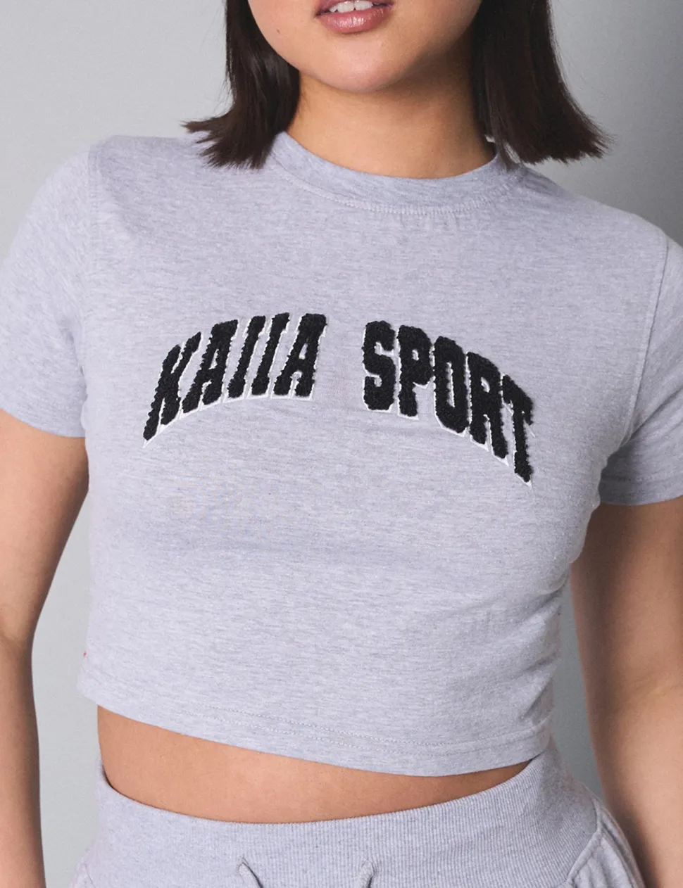 Sale Kaiia Sport Baby Tee Grey Marl Sculpt & Leisure | Kaiia The Label