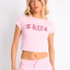 Fashion Kaiia Sport Baby Tee Pink & Red Sculpt & Leisure | Kaiia The Label