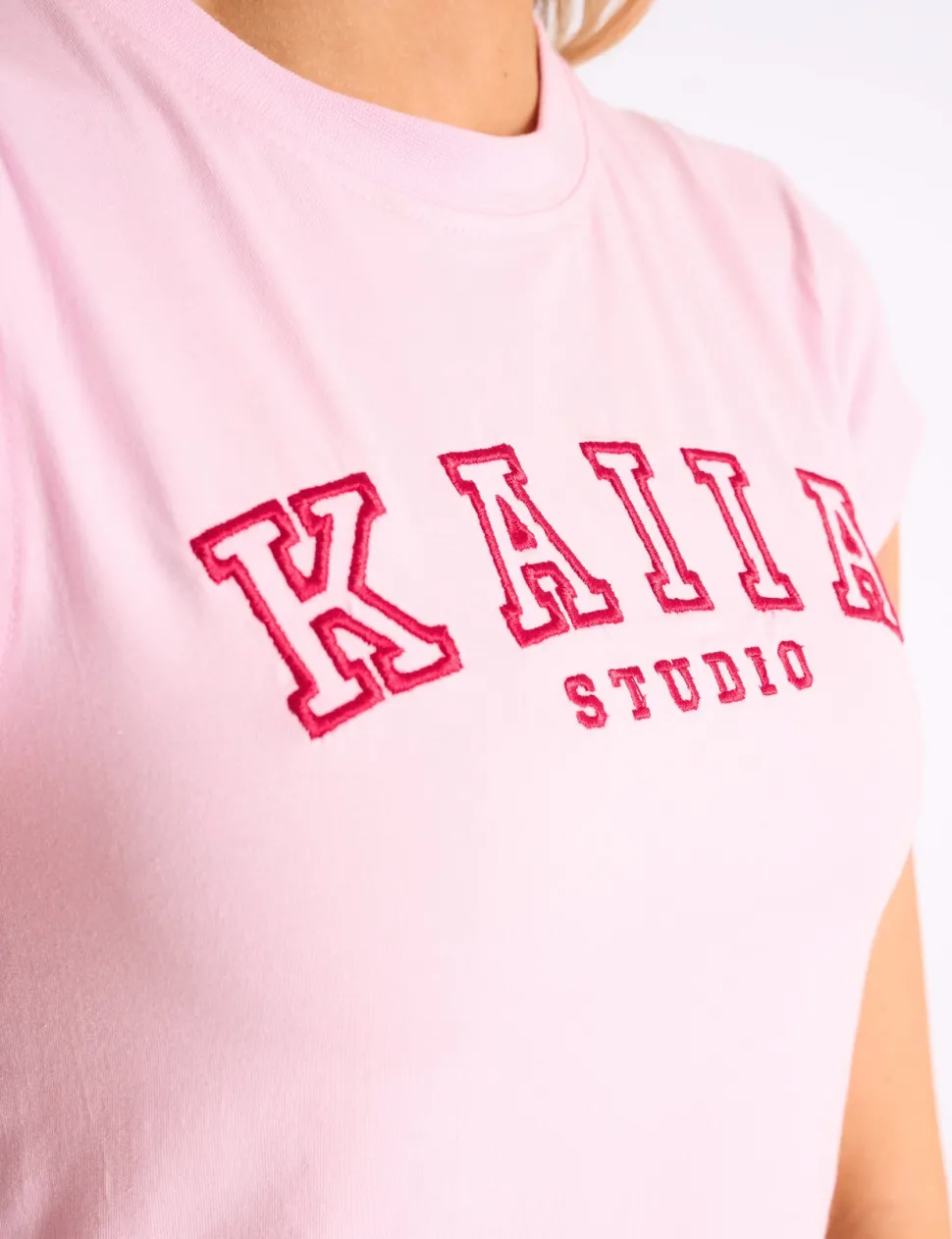Fashion Kaiia Sport Baby Tee Pink & Red Sculpt & Leisure | Kaiia The Label