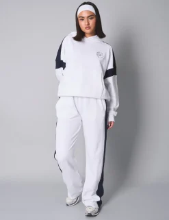 Best Sale Kaiia Sport Contrast Panel Oversized Hoodie White with Navy Sculpt & Leisure | Kaiia The Label