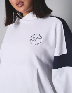 Best Sale Kaiia Sport Contrast Panel Oversized Hoodie White with Navy Sculpt & Leisure | Kaiia The Label