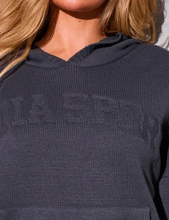 Flash Sale Kaiia Sport Knitted Hoodie Dark Grey Sculpt & Reset | Sculpt & Leisure