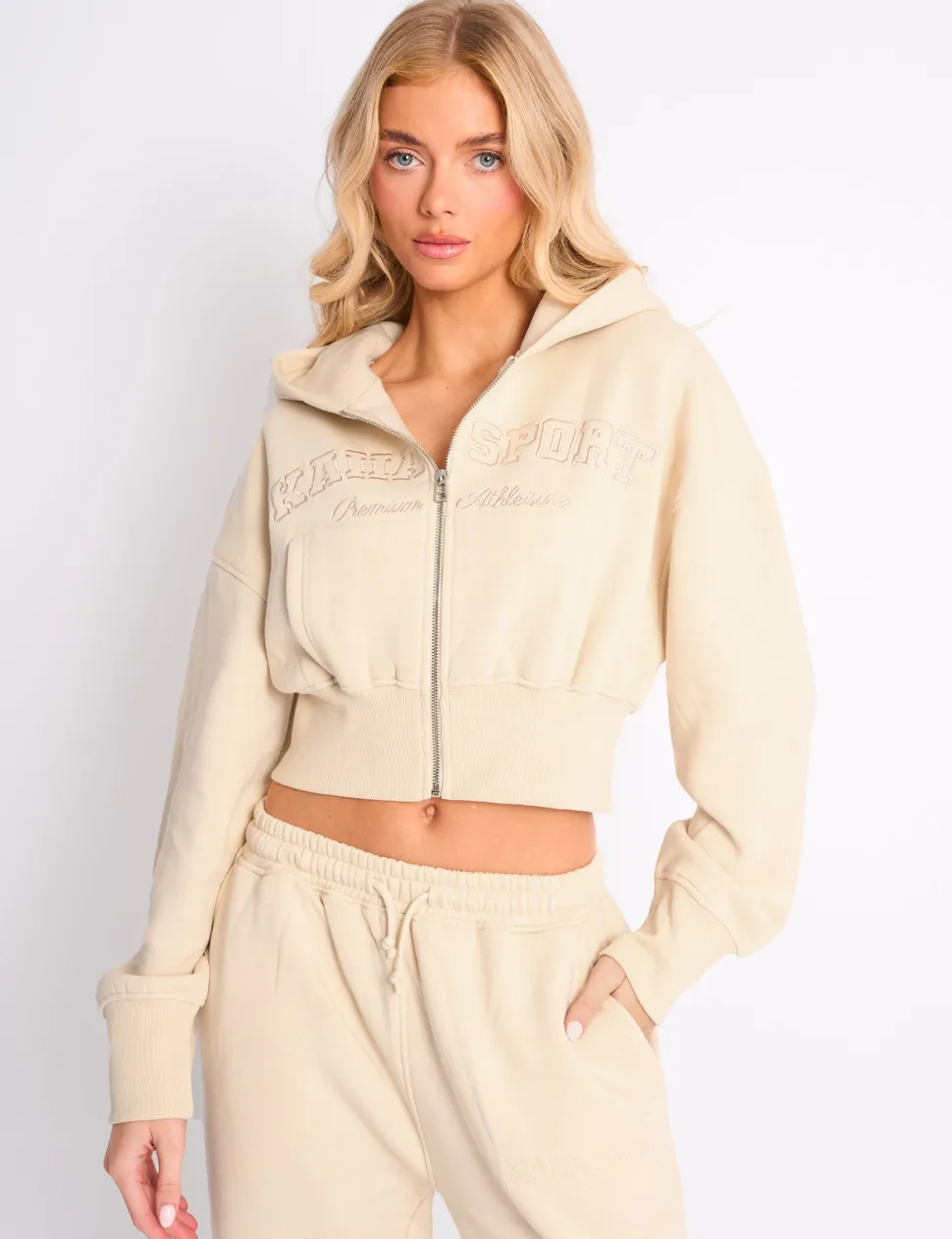 Discount Kaiia Sport Logo Cropped Zip Up Hoodie Sculpt & Leisure | Kaiia The Label