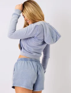 Shop Kaiia Sport Logo Zip Through Cropped Hoodie Washed Sculpt & Leisure | Kaiia The Label