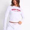 Best Kaiia Sport Long Sleeve Baby Tee Light Grey Marl & Red Sculpt & Leisure | Kaiia The Label