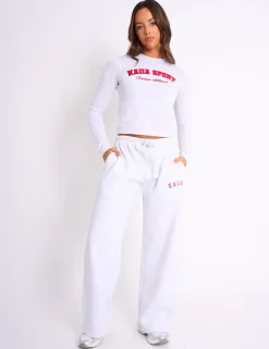 Best Kaiia Sport Long Sleeve Baby Tee Light Grey Marl & Red Sculpt & Leisure | Kaiia The Label