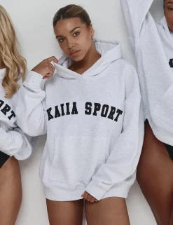 Clearance Kaiia Sport Oversized Hoodie Light Marl Curve | Sculpt & Leisure