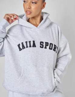 Clearance Kaiia Sport Oversized Hoodie Light Marl Curve | Sculpt & Leisure