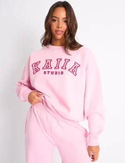 Clearance Kaiia Sport Oversized Sweatshirt Pink & Red Sculpt & Leisure | Kaiia The Label