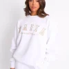 Cheap Kaiia Sport Oversized Sweatshirt White & Sand Sculpt & Leisure | Kaiia The Label